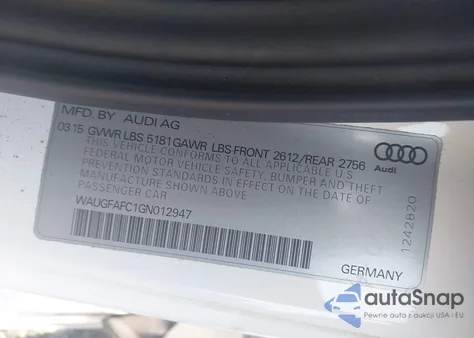 2016 Audi A6 2.0T Premium Plus z USA, uszkodzony, nr VIN WAUGFAFC1GN012947